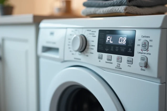 Code erreur F08 affiché sur le panneau de commande d'un lave-linge Whirlpool 6th Sense
