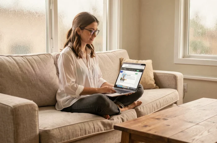 Femme suivant un tutoriel d'installation de Tesseract OCR sur son ordinateur portable